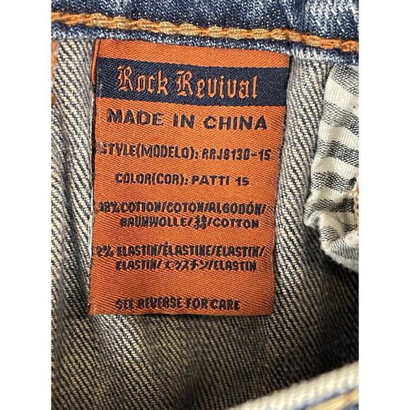 Rock Revival Jeans Womens 27 Blue Patti Boot Low Rise Cut Off Raw Hem Denim - Picture 10 of 16